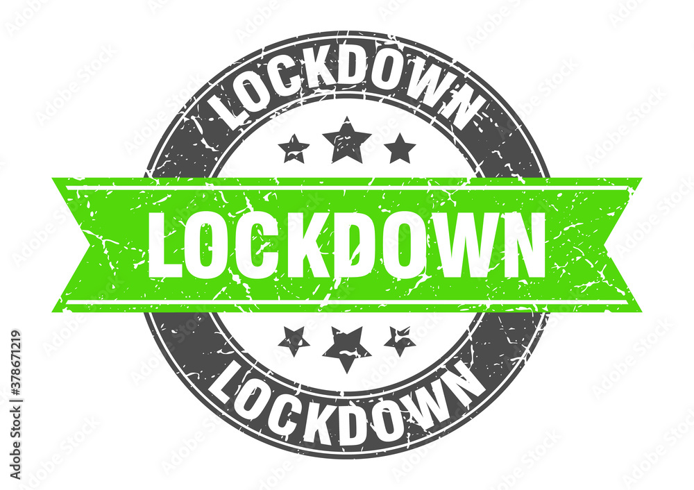 Obraz premium lockdown round stamp with ribbon. label sign