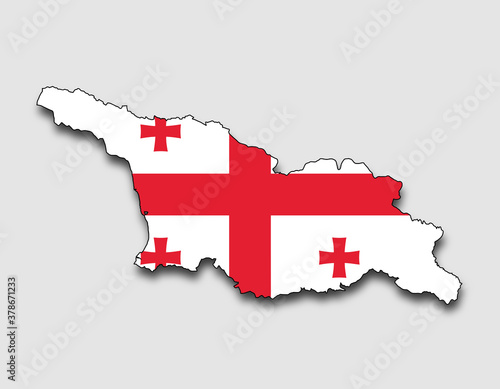 Map of The Republic of Georgia  Filled with the National Flag