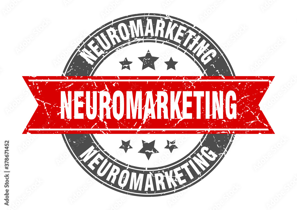 neuromarketing round stamp with ribbon. label sign