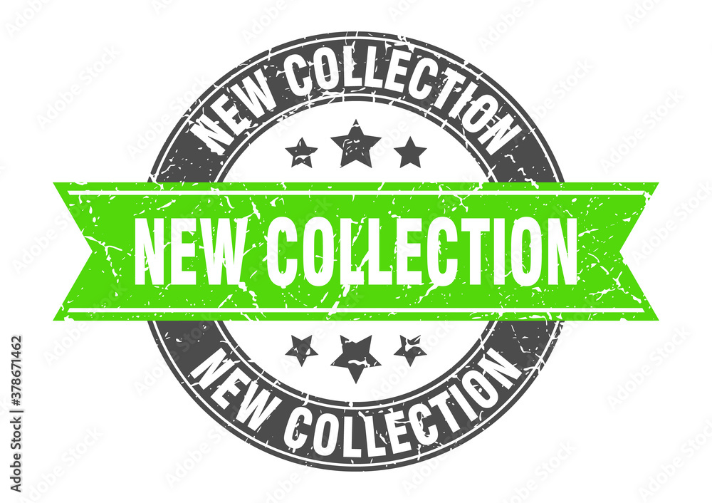 Fototapeta premium new collection round stamp with ribbon. label sign