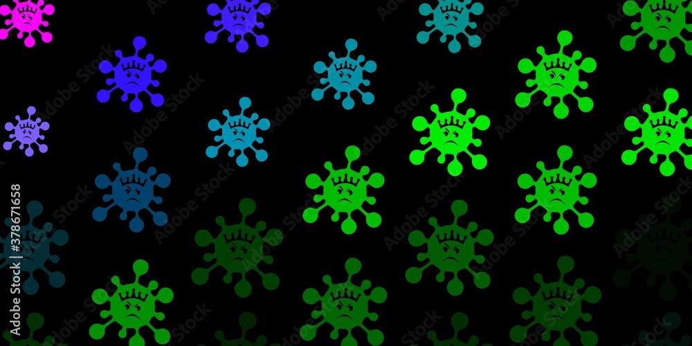 Dark pink, green vector template with flu signs.