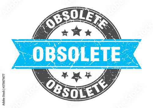 obsolete round stamp with ribbon. label sign