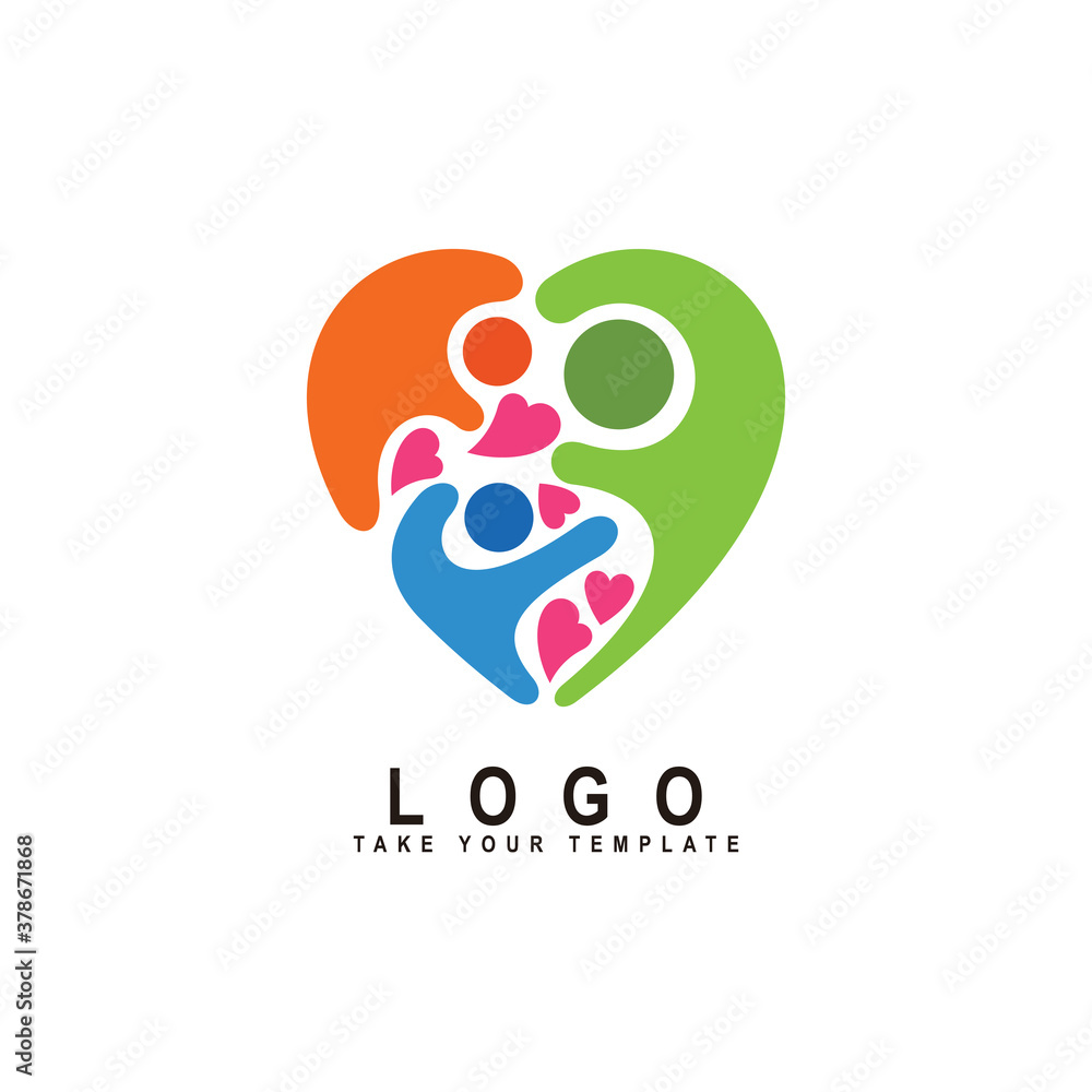 people logo with love, family, kids care, social design template people logo with love, family, kids care, social design template