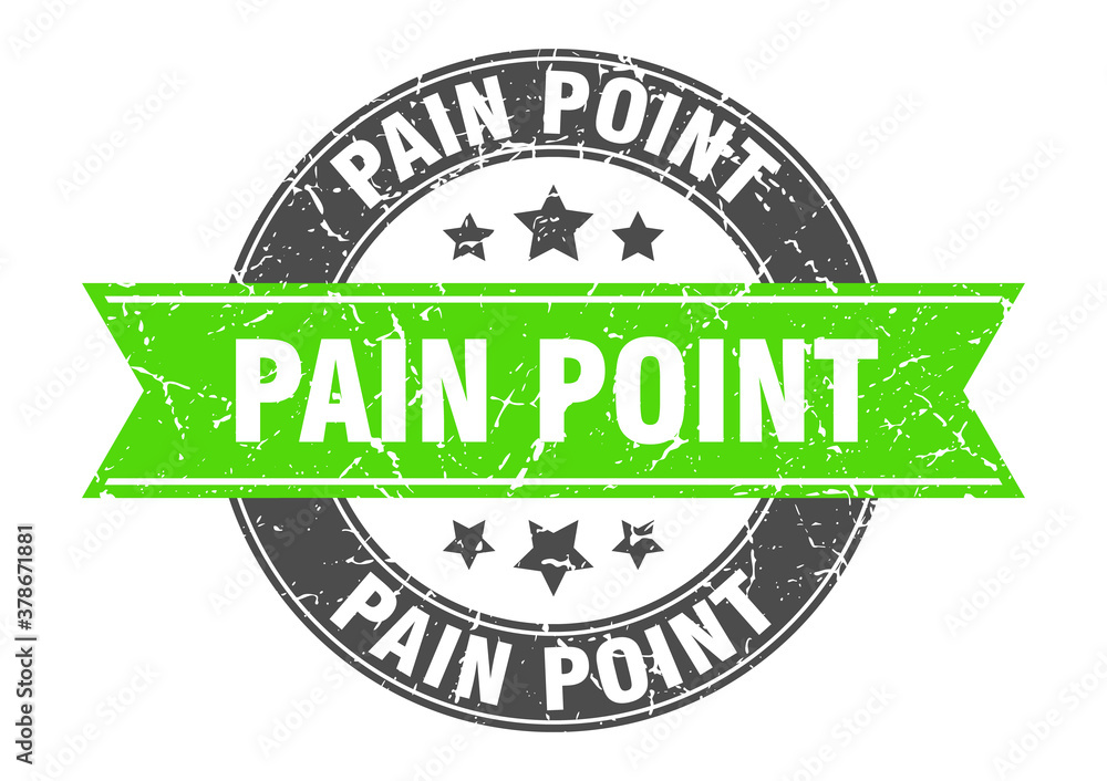Obraz premium pain point round stamp with ribbon. label sign