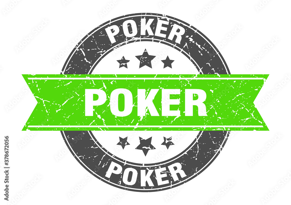 Fototapeta premium poker round stamp with ribbon. label sign