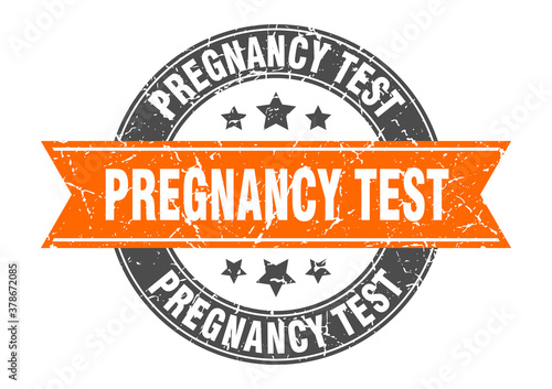 pregnancy test round stamp with ribbon. label sign