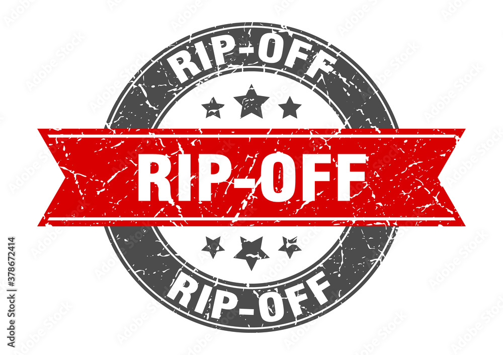 Obraz premium rip-off round stamp with ribbon. label sign