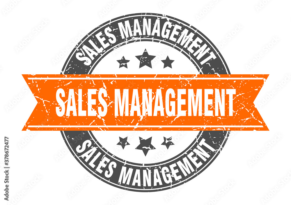 Fototapeta premium sales management round stamp with ribbon. label sign