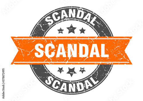 scandal round stamp with ribbon. label sign