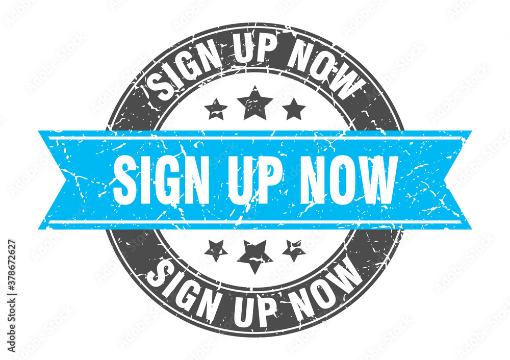 sign up now round stamp with ribbon. label sign sign up now round stamp with ribbon. label sign