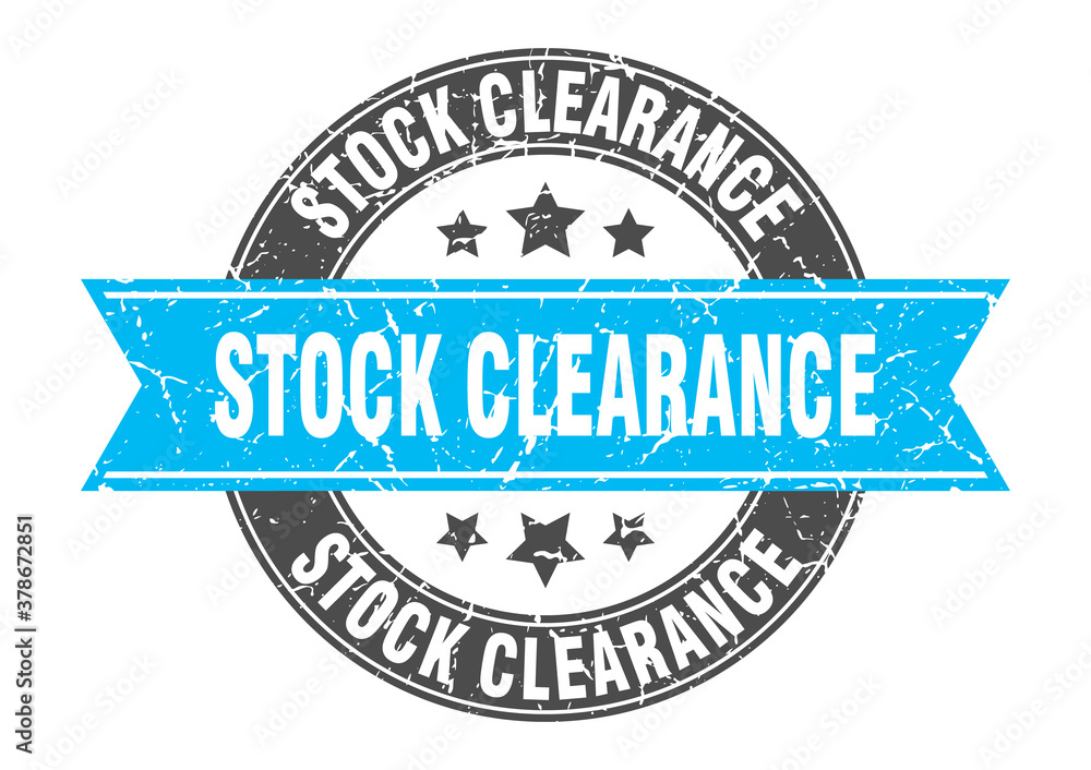 Fototapeta premium stock clearance round stamp with ribbon. label sign