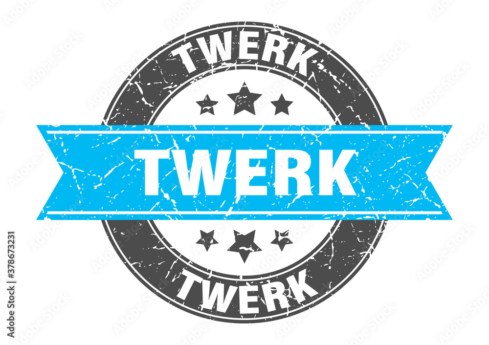 Fototapeta premium twerk round stamp with ribbon. label sign