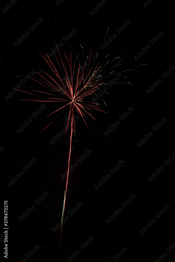 4th of July and new year Fireworks in the night sky. Firework concept background.