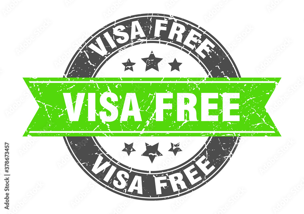 Fototapeta premium visa free round stamp with ribbon. label sign