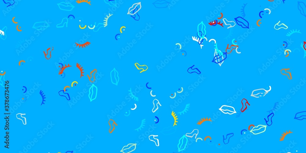 Light Blue, Red vector backdrop with woman's power symbols. Light Blue, Red vector backdrop with woman's power symbols.