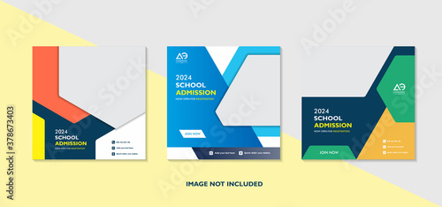 Geometric school education admission design for social media post template
