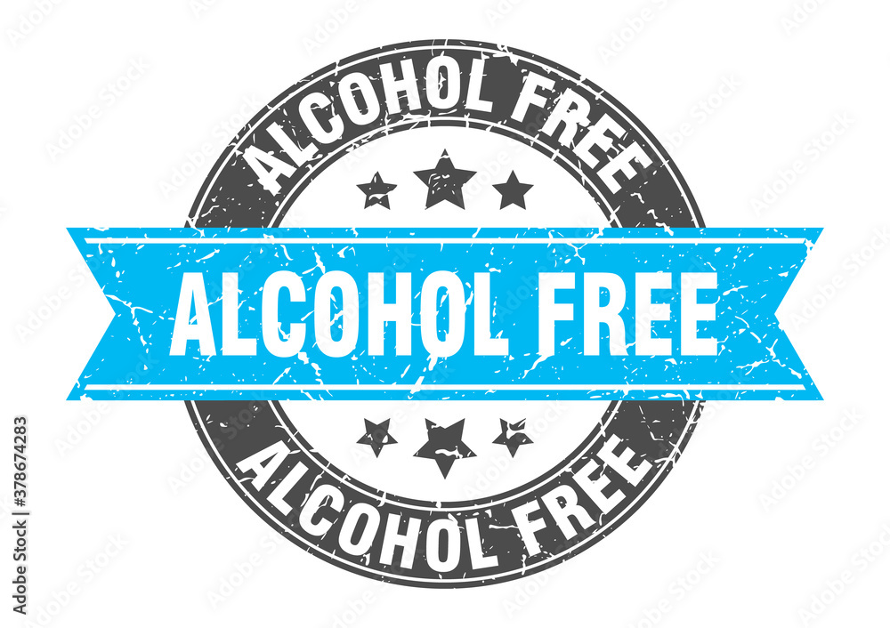 Obraz premium alcohol free round stamp with ribbon. label sign