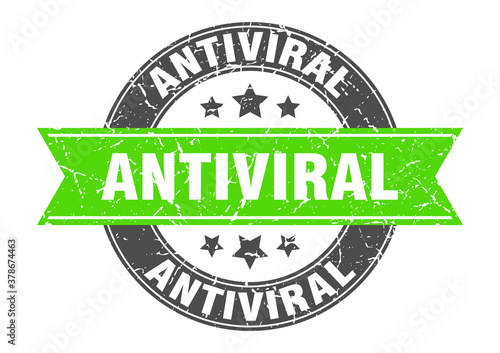 antiviral round stamp with ribbon. label sign