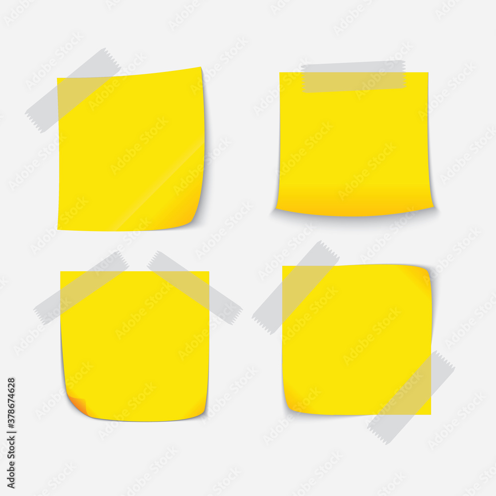 yellow sticky notes sets vector illustration yellow sticky notes sets vector illustration