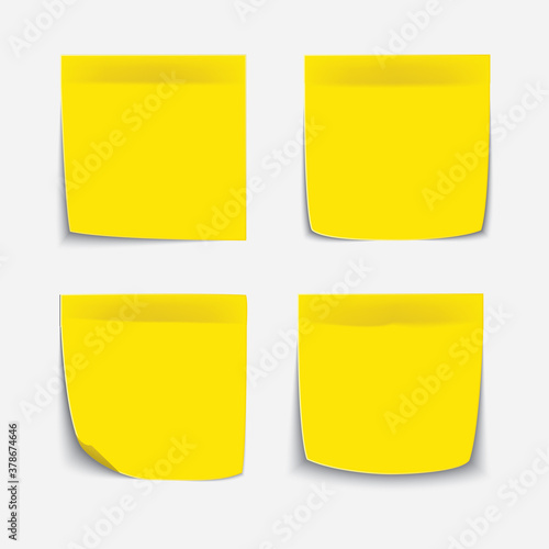 yellow sticky notes sets vector illustration