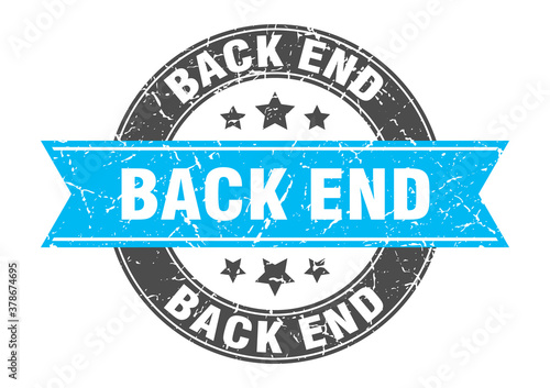 back end round stamp with ribbon. label sign