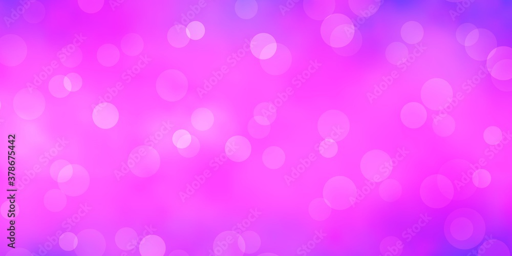 Light Purple, Pink vector background with bubbles. Glitter abstract illustration with colorful drops. Pattern for booklets, leaflets.