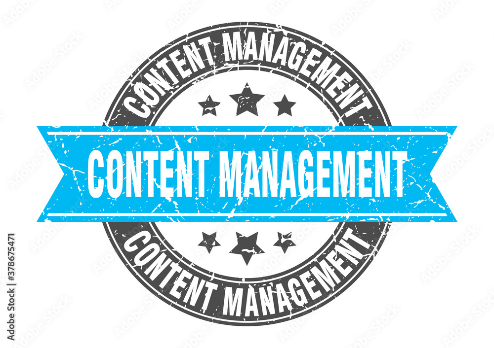 content management round stamp with ribbon. label sign