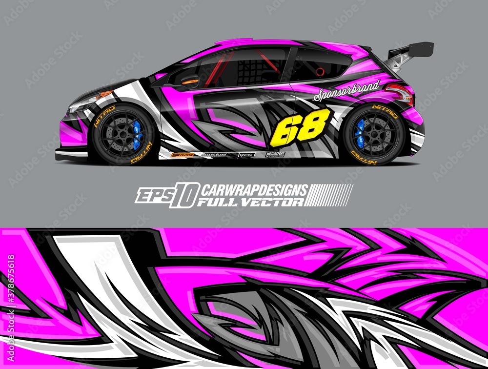 Car wrap decal graphic design. Abstract stripe racing background designs for wrap cargo van, race car, pickup truck, adventure vehicle. Eps 10 Car wrap decal graphic design. Abstract stripe racing background designs for wrap cargo van, race car, pickup truck, adventure vehicle. Eps 10