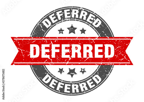 deferred round stamp with ribbon. label sign