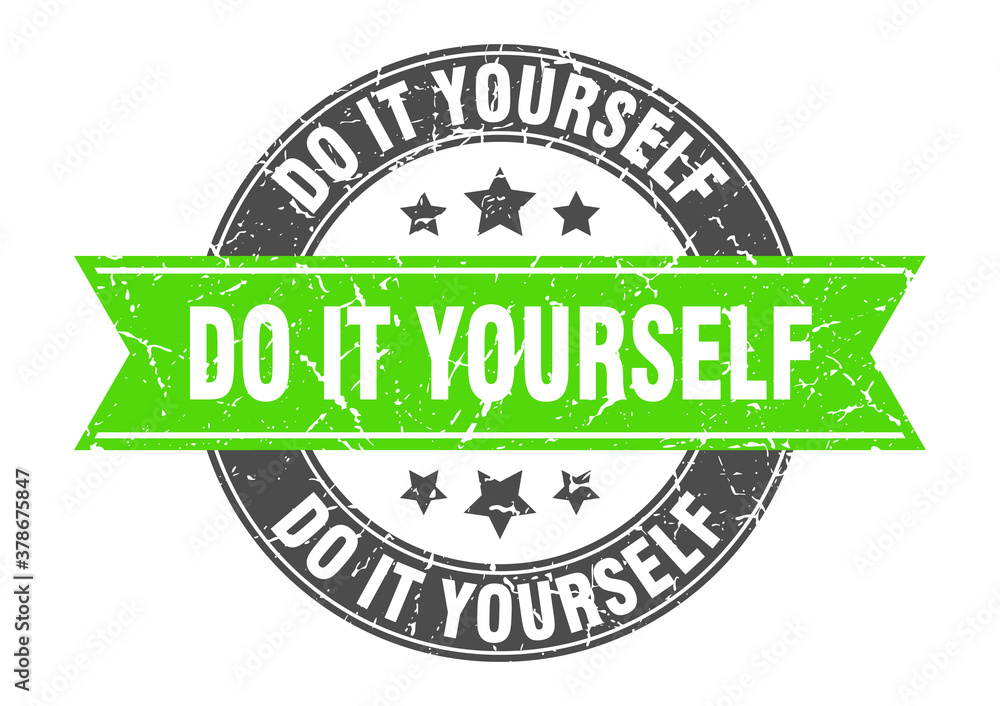 Obraz premium do it yourself round stamp with ribbon. label sign