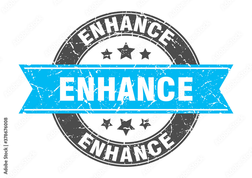 Fototapeta premium enhance round stamp with ribbon. label sign