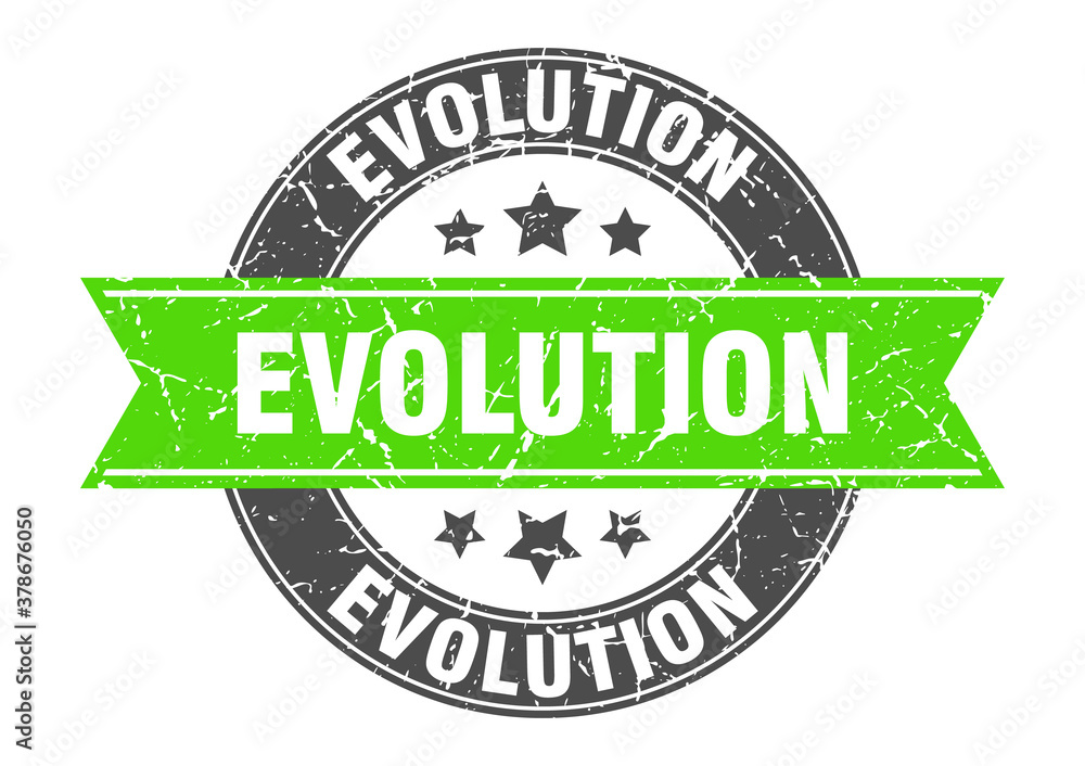 Obraz premium evolution round stamp with ribbon. label sign