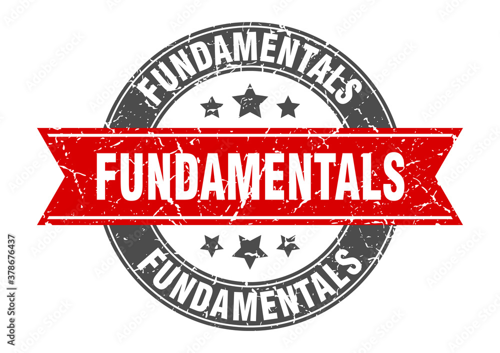 Fototapeta premium fundamentals round stamp with ribbon. label sign