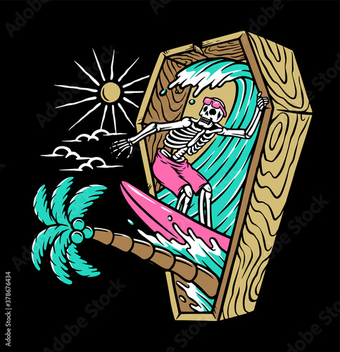Surfing is a way to be free illustration