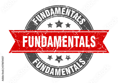 fundamentals round stamp with ribbon. label sign