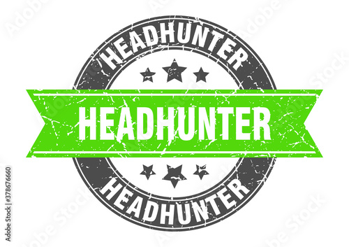 headhunter round stamp with ribbon. label sign