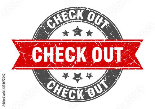 check out round stamp with ribbon. label sign