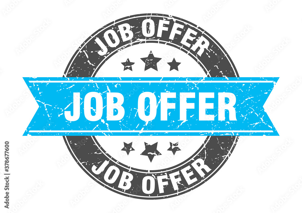 Fototapeta premium job offer round stamp with ribbon. label sign