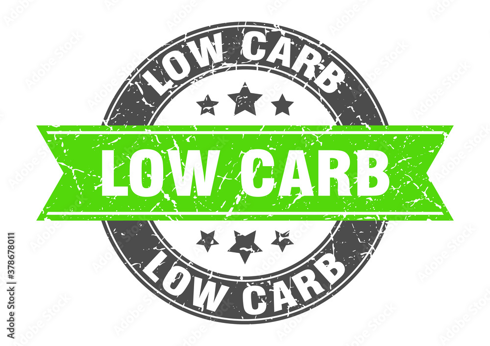 low carb round stamp with ribbon. label sign