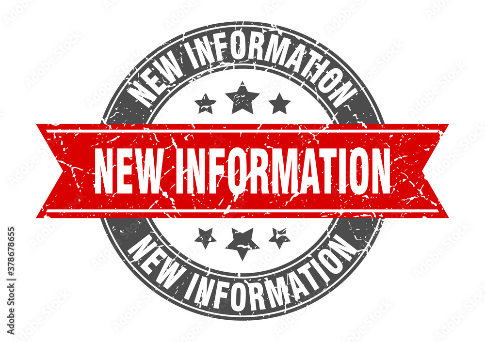 new information round stamp with ribbon. label sign new information round stamp with ribbon. label sign