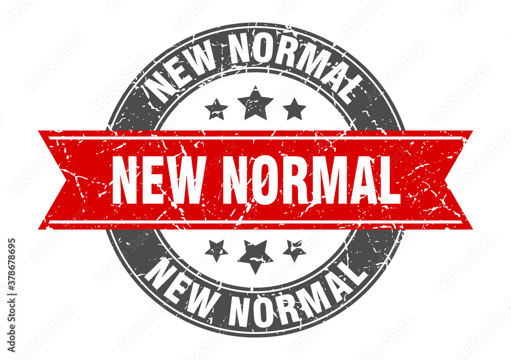 Obraz premium new normal round stamp with ribbon. label sign