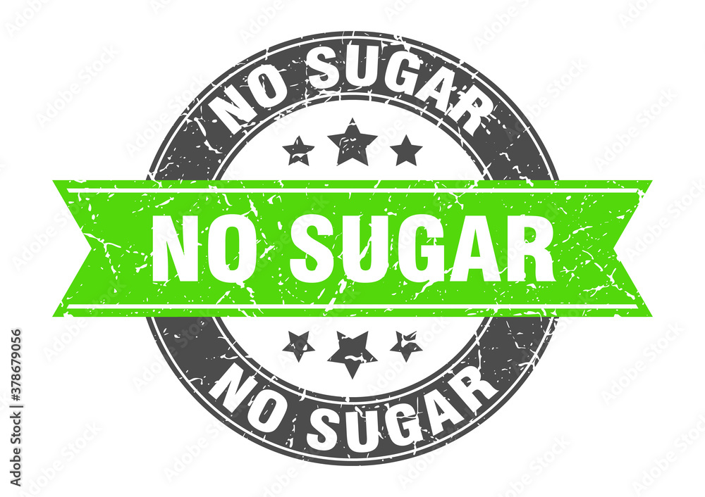 Fototapeta premium no sugar round stamp with ribbon. label sign