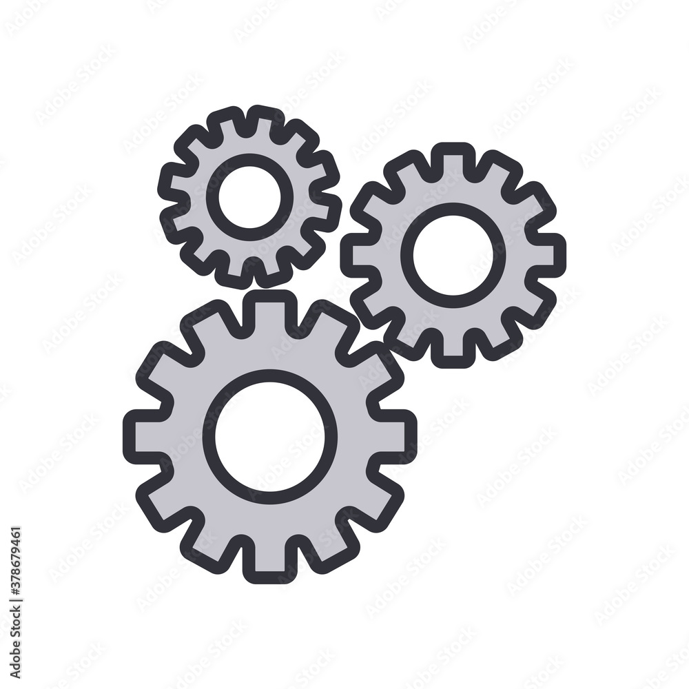 gears line and fill style icon vector design gears line and fill style icon vector design