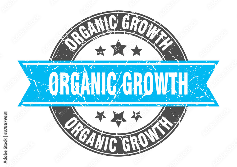 organic growth round stamp with ribbon. label sign organic growth round stamp with ribbon. label sign