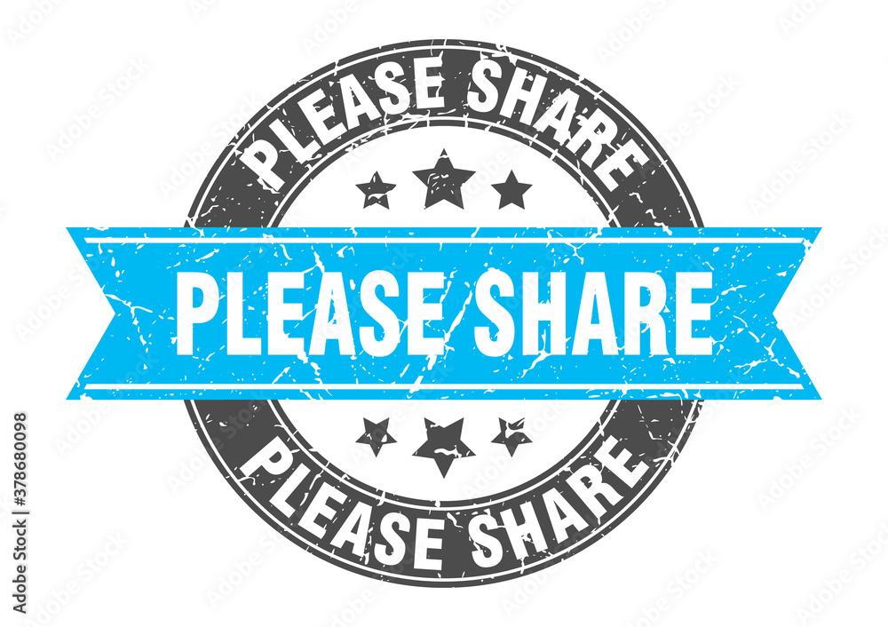 Fototapeta premium please share round stamp with ribbon. label sign