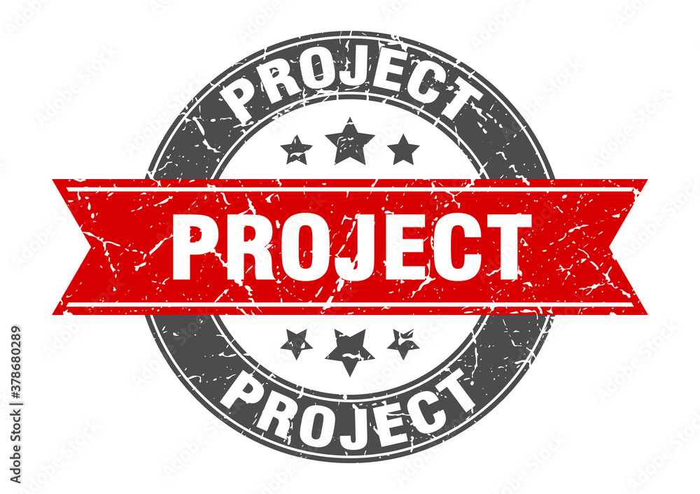 Fototapeta premium project round stamp with ribbon. label sign