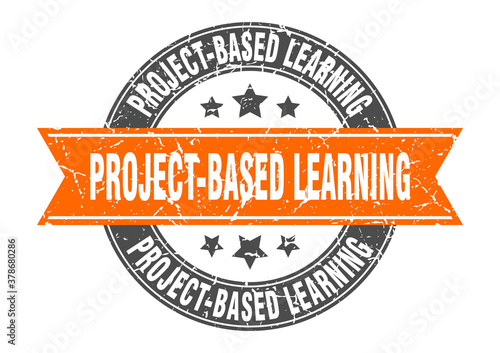 project-based learning round stamp with ribbon. label sign photo