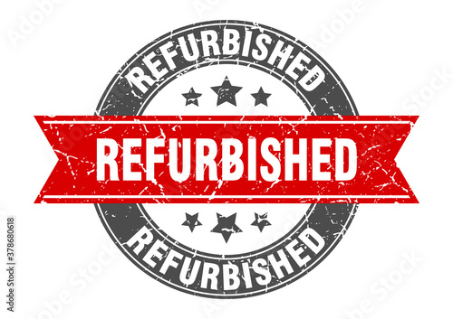 refurbished round stamp with ribbon. label sign