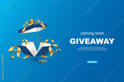 Open textured blue box with giveaway