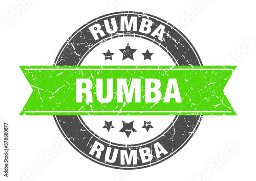 rumba round stamp with ribbon. label sign